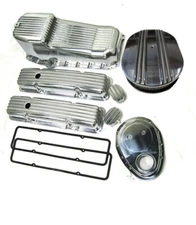 1958-1979 Small Block Chevy SBC 283-350 Tall Polished Finned Engine Dress Up Kit