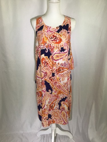 J. Jill Womens Tiered Dress Paisley Print Sleeveless Sheath Size M Multicolor - Picture 2 of 10