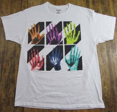 TONY HAWK Skateboarding Multicolor X Ray Hands Skater White T Shirt Size XL