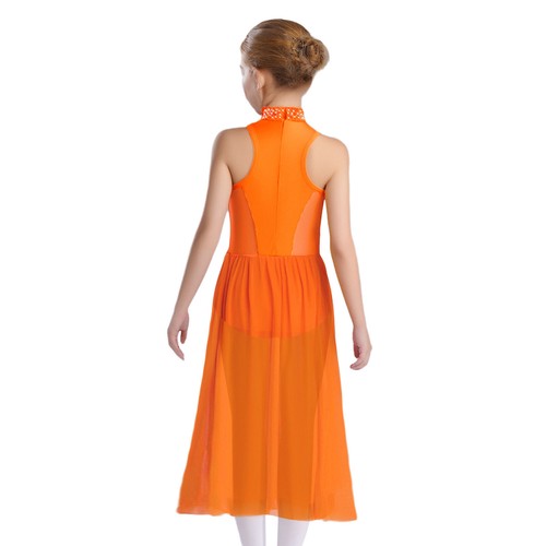 Kids Girls Rompers Salsa Unitard Contemporary Dresses Side Split Dress Recital - Picture 7 of 47
