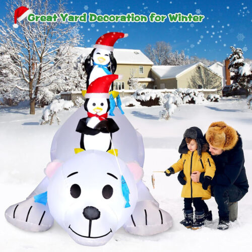 180 cm Weihnachtsdekoration Aufblasbarer Eisbär Pinguine LED Weihnachten Deko - Bild 3 von 7