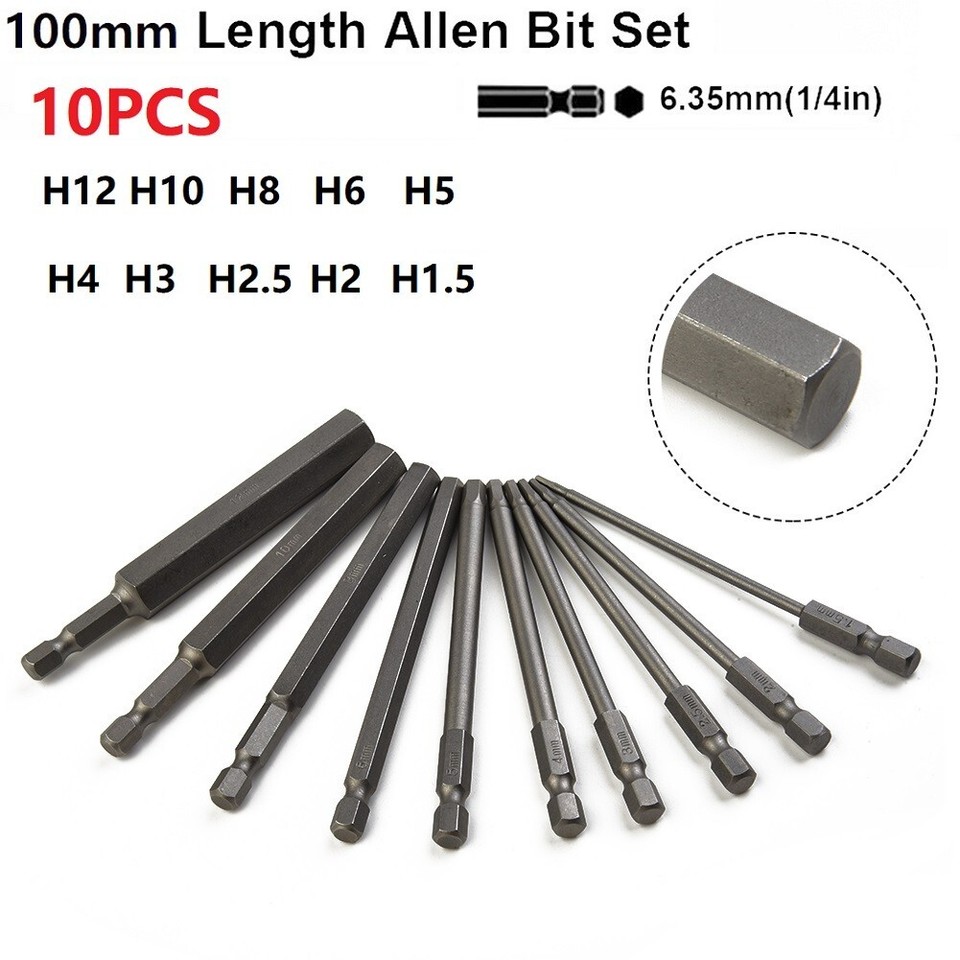 10pc Screwdriver Bits Set Steel 1 4 Inch Hex Shank Star Head Drill Bit
