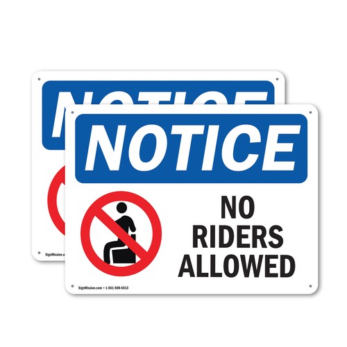 (2 Pack) No Riders Allowed OSHA Notice Sign Decal Metal Plastic - Imagen 1 de 23