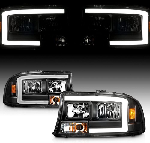 Fits 1997-2004 Dodge Dakota Durango Black LED C-Type LED Headlights LH+RH 2Pcs - Picture 7 of 7