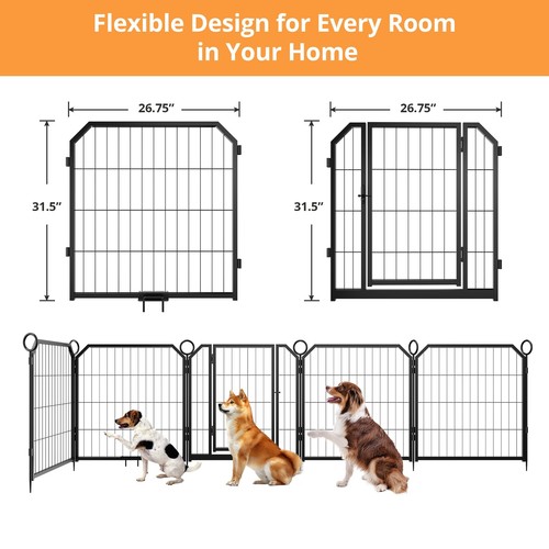 24"/32"/40" Dog Playpen ,Metal Dog Exercise Pen Pet Kennel Fence Outdoor Indoor - Picture 32 of 52