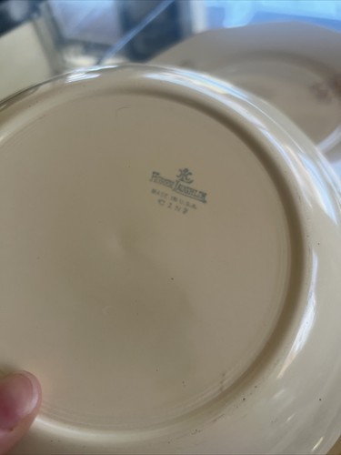 Homer Laughlin Side Plate Soup Bowls Dinner Plate Rose pink gold trim octagon - Picture 10 of 20