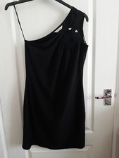 New Look Women's Black Bodycon Sleeveless One Shoulder Short Dress Size UK14