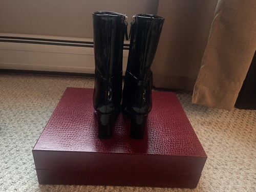 Tamara Mellon Legacy Mid calf 75 Patent Leather Black Boots New Retail $895 37 7 - Picture 5 of 8