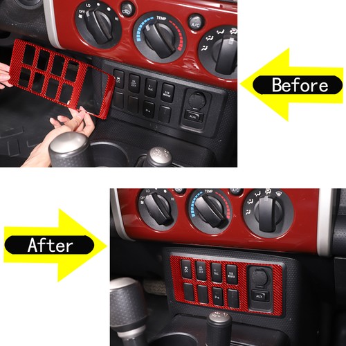 Borde de cubierta de botones para consola central de fibra de carbono para Toyota FJ Cruiser 2007-21 - Imagen 9 de 16
