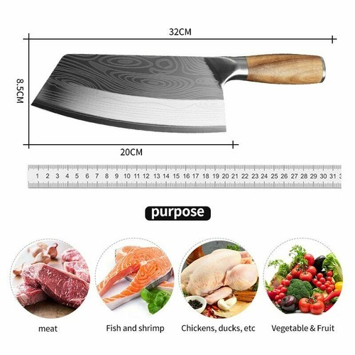 Meat Cleaver Butcher Kitchen Knife Serbian Chef Knife Chopping Bone Knives Set - Picture 17 of 24