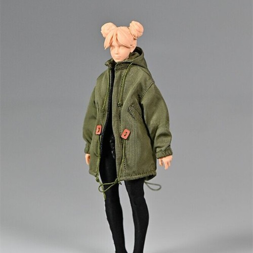 1:12 Scale Army Green Jacket Coat Clothes for 6" Female Action Figure Body Toys - Picture 4 of 9