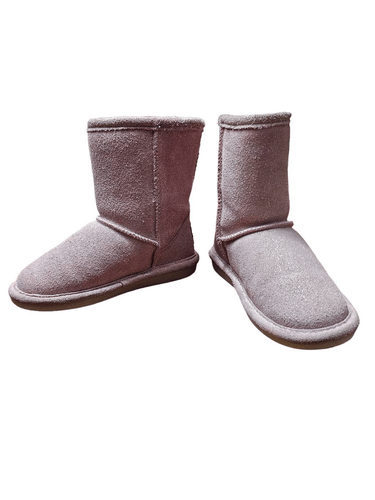 Bearpaw Stiefel halbhoch rosa Glitzer Elle exotisches Wildleder Lammfell Mädchen Größe 11 gebraucht, in einwandfreiem Zustand - Bild 7 von 9