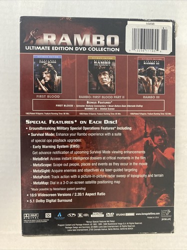 3 Rambo Movies - First Blood I, II, & III Sylvester Stallone 1 2 3 & Expendables - Imagen 4 de 8