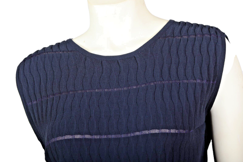 Canotta Giorgio Armani blu a costine taglia 48 - Foto 5 di 8