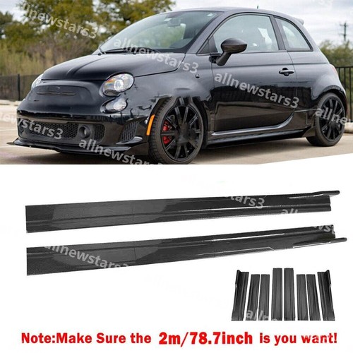 79'' Side Skirts Panel Lip Body Kit Bottom Line Glossy Black For Fiat 500 Abarth - Picture 1 of 10