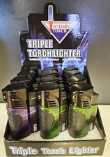 12 PACK Triple Jet Torch Lighter Adjustable Flame W/ Cigar Puncher Purple Green