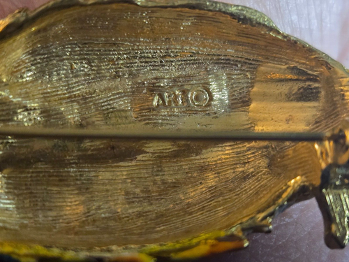 Broche prendedor de búho ARTE firmado vintage años 60 con pedrería bisutería - Imagen 3 de 3