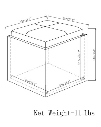 Rockwood 18 inch Wide Contemporary Square Cube Storage Ottoman with Tray in Dist - Picture 7 of 7
