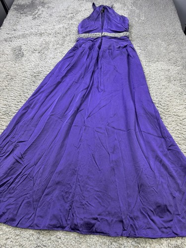 Marc Bouwer Dress Women 4 Purple Silk Sleeveless Rhinestone Embellish Cocktail - Picture 2 of 11