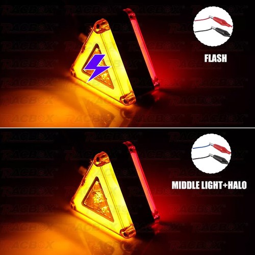 2 pezzi triangolo LED doppia faccia supporto perno piedistallo cabina parafango luce di svolta - Foto 5 di 23