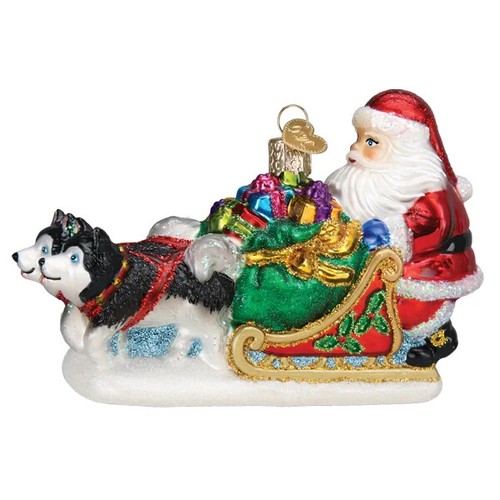 Old World Christmas SANTA'S DOG SLED (40338) Glass Ornament w/ OWC Box - Bild 1 von 4