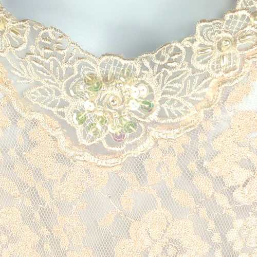VTG Unforgettable Nightgown | Pale Pink Nylon Sheer Lace Midi Gown | Small USA - Picture 4 of 8