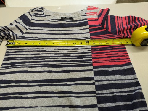 Nic Zoe Pullover Kleid Small Langarm Colorblock gestreift kuschelig grau marine rot  - Bild 8 von 9