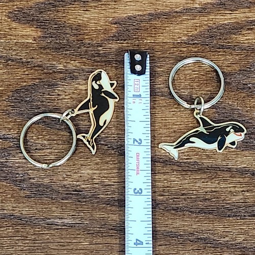 Vintage 1989 Original Sea World Shamu Orca Schlüsselanhänger Menge 8 Metall Schlüsselring Set - Bild 6 von 14