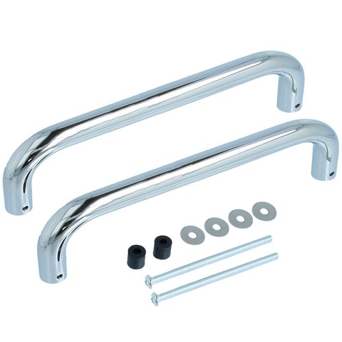 EXTRA LONG 375mm Pull D Handle Pair MODERN POLISHED CHROME Door/Wardrobe/Bedroom - Picture 2 of 2