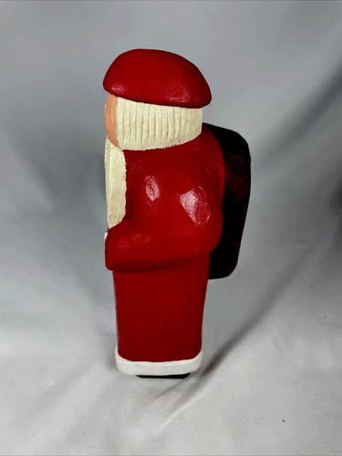 Babbo Natale Vintage 7” T Legno Curato Dipinto a Mano Legno Babbo Natale - Foto 3 di 9