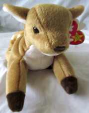 Ty Beanie Babies Whisper the Plush Tan Fawn-(7" Long)-1997