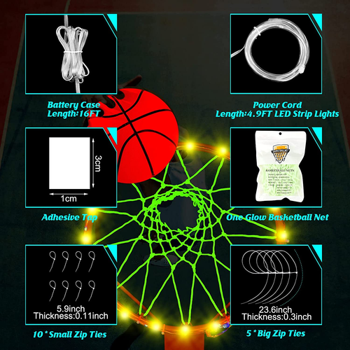 2 Pcs Glow in the Dark Basketball Accessories for Boys Girls Include LED Basketb - Picture 6 of 7