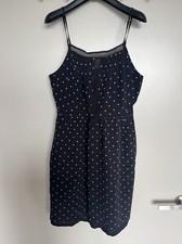 madewell white dot black spaghetti strap silk dress US size 2