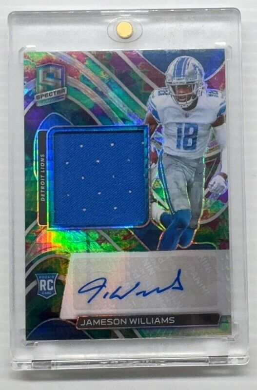 2022 Spectra Jameson Williams RPA Celestial Prizm Rookie Patch Auto RC #56/99