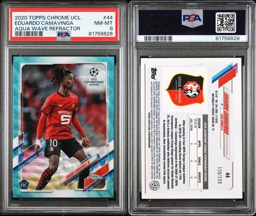 2020-21 Topps Chrome UEFA UCL Eduardo Camavinga Aqua Wave Refractor /199 RC - 第 3/3 張圖片