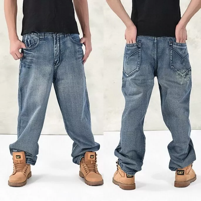 Pantalones Vaqueros Holgados Para Hombre Jeans Con Bolsillos Moda Grande  Trabajo