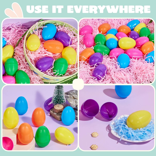 3.15" Easter Eggs, Fillable Plastic Eggs Empty Colorful Bright Eggshells with Hi - Picture 5 of 12