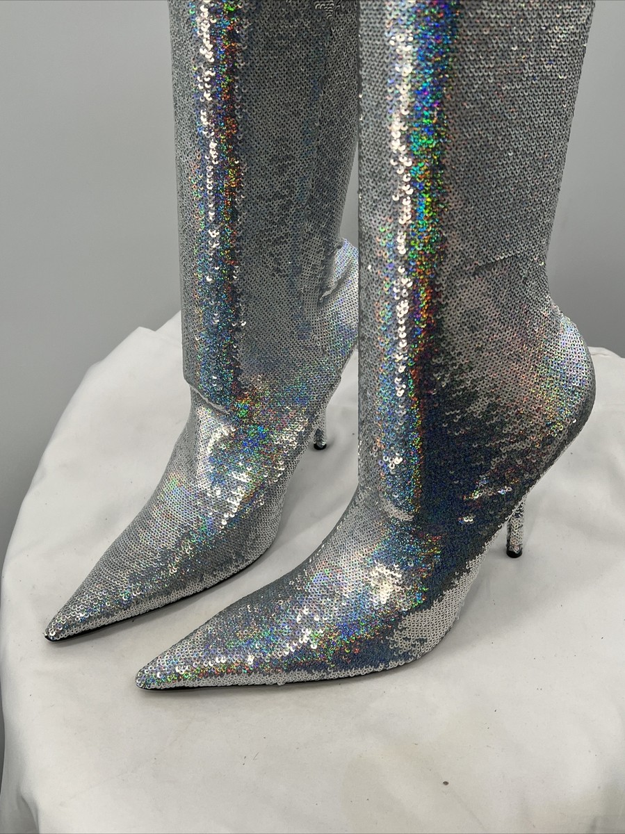 Balenciaga sparkle thigh high boots deals