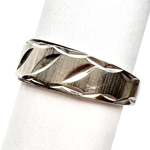 DASON 14K Solid Yellow White Gold Mens Women’s Etched Ring Band Sz 6.75, 4.81g - Picture 7 of 12