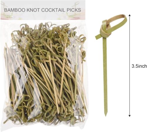 200 Pack Bamboo Knot Cocktail Picks 3.5 Inch, Long Fancy Toothpicks with Loop... - Picture 4 of 8