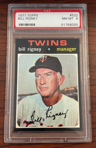 1971 Topps Bill Rigney Minnesota Twins #532 Karte PSA NM 8 Semi High Number