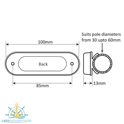 Luz LED Bimini Rail 12V 2W con Cubierta S/S e Interruptor, IP65 Impermeable, Anti-Sonajero - Imagen 6 de 6