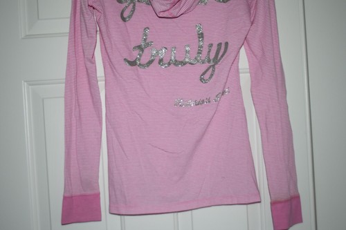 Victoria's Secret Langarmshirt Gr. M rosa-weiß gestreift mit Kapuze - Bild 8 von 10