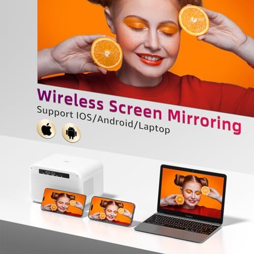 Mini Beamer, 20000lm 4K Beamer mit WiFi Bluetooth Native 1080P, Weiß - Bild 8 von 8