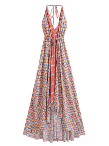Maxi vestido halter estampado geométrico - Imagen 7 de 13