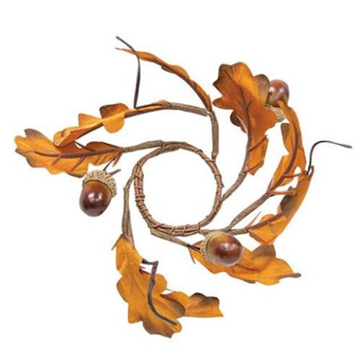 Candle Rings Set/2 Oak Leaves & Acorns Fall Floral Decor 1.5 inch inner diam - Picture 4 of 4