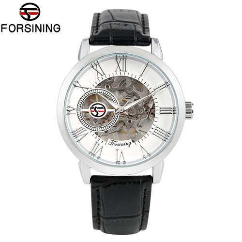 FORSINING Mens Automatic Mechanical Watch Black Leather Strap Analog Gift Luxury - Picture 16 of 18
