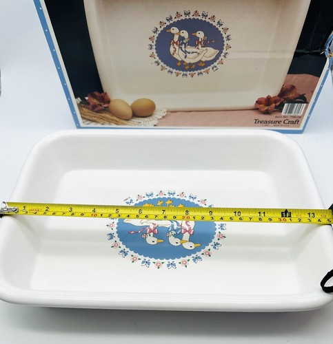 Vintage Treasure Craft Made In USA Lasagna Dish Ribbon Geese Pattern NIB - Picture 12 of 13
