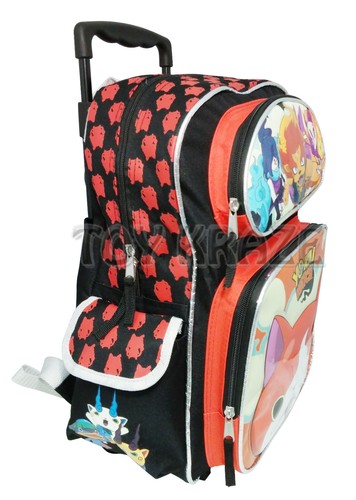 YO-KAI UHR ROLLRUCKSACK! SCHWARZ ORANGE KATZE GROSSE ROLLER SCHULTASCHE 16" NEU MIT ETIKETT - Bild 3 von 4