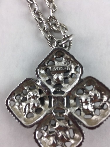 Avon Cable Chain Turquoise Bead Silver Tone Rope Weave 2" Pendant 24" Necklace - Picture 4 of 4